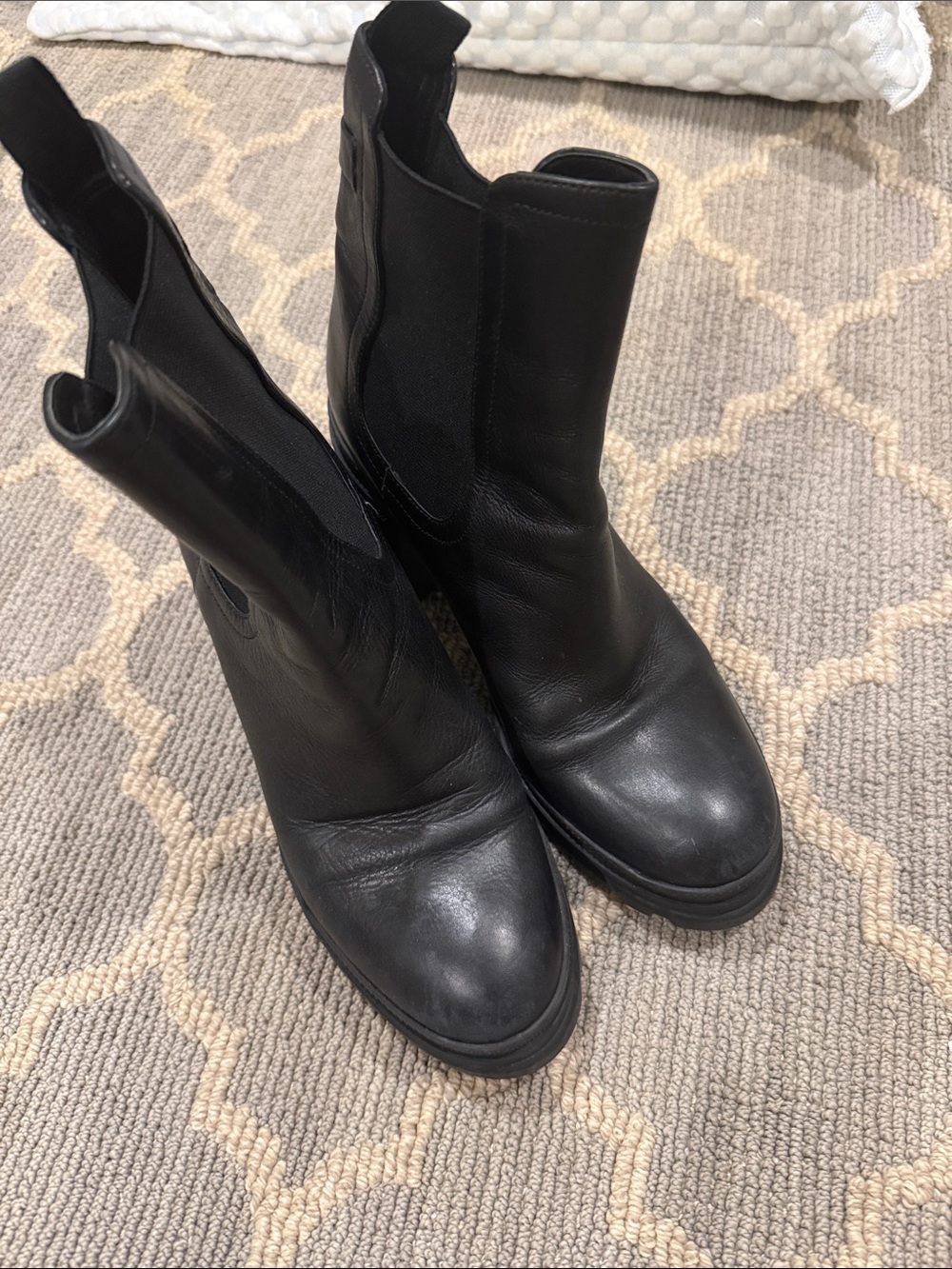 Veronica Beard Black Leather Chelsea Ankle Boots